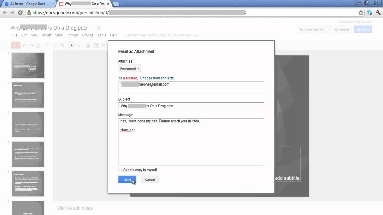 emal documents in google docs