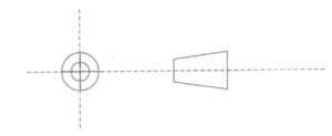 third angle orthographic projection Frustrum of a cone