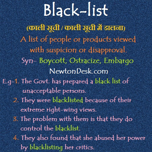 Black List – List Of Suspicion or Disapproval