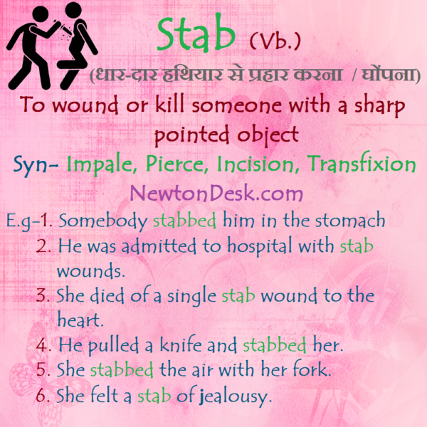 Stab Meaning – Wound or Kill Someone With A Sharp Pointed Object