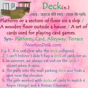 Deck – Platform or A Section of Floor On A Ship