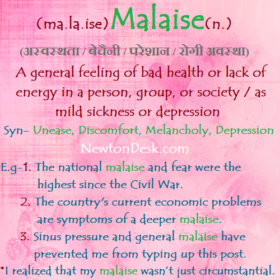 Malaise – Physical Discomfort (As Mild Sickness or Depression)