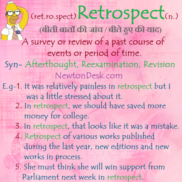 Retrospect –  Thinking Now About Something In The Past