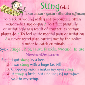 Sting – To Prick or Wound With A Sharp-Pointed