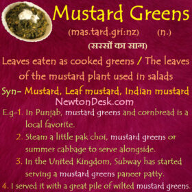 Mustard Greens Meaning – Leaves Eaten As Cooked Greens