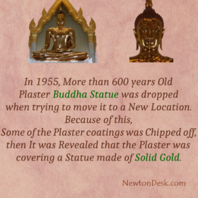 600 Years Old Plaster Golden Buddha Statue