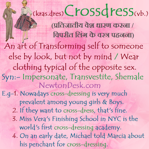 Cross Dress Meaning Wear Clothing Of, What Is Cross Dresser Meaning In Hindi