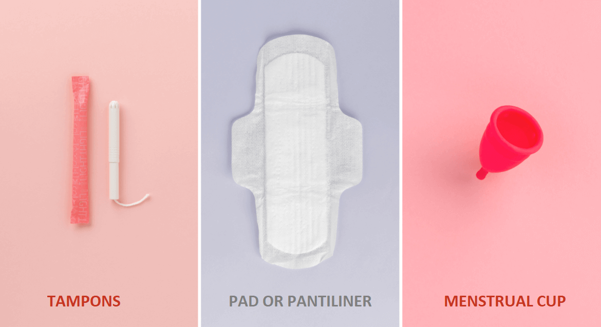 pads tampons or menstrual cup using in periods