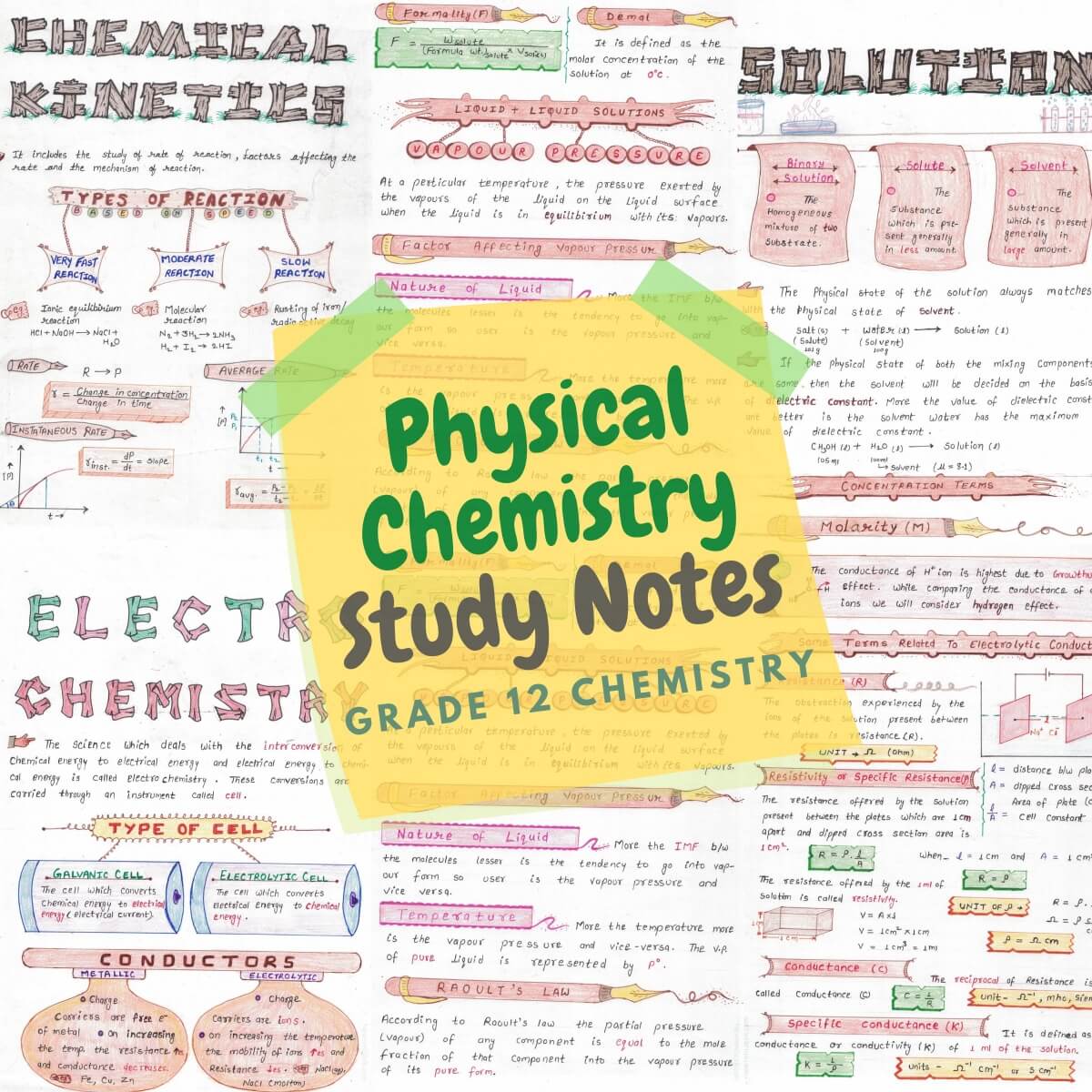 Physical chemistry grade class 12 handwrotten color notes