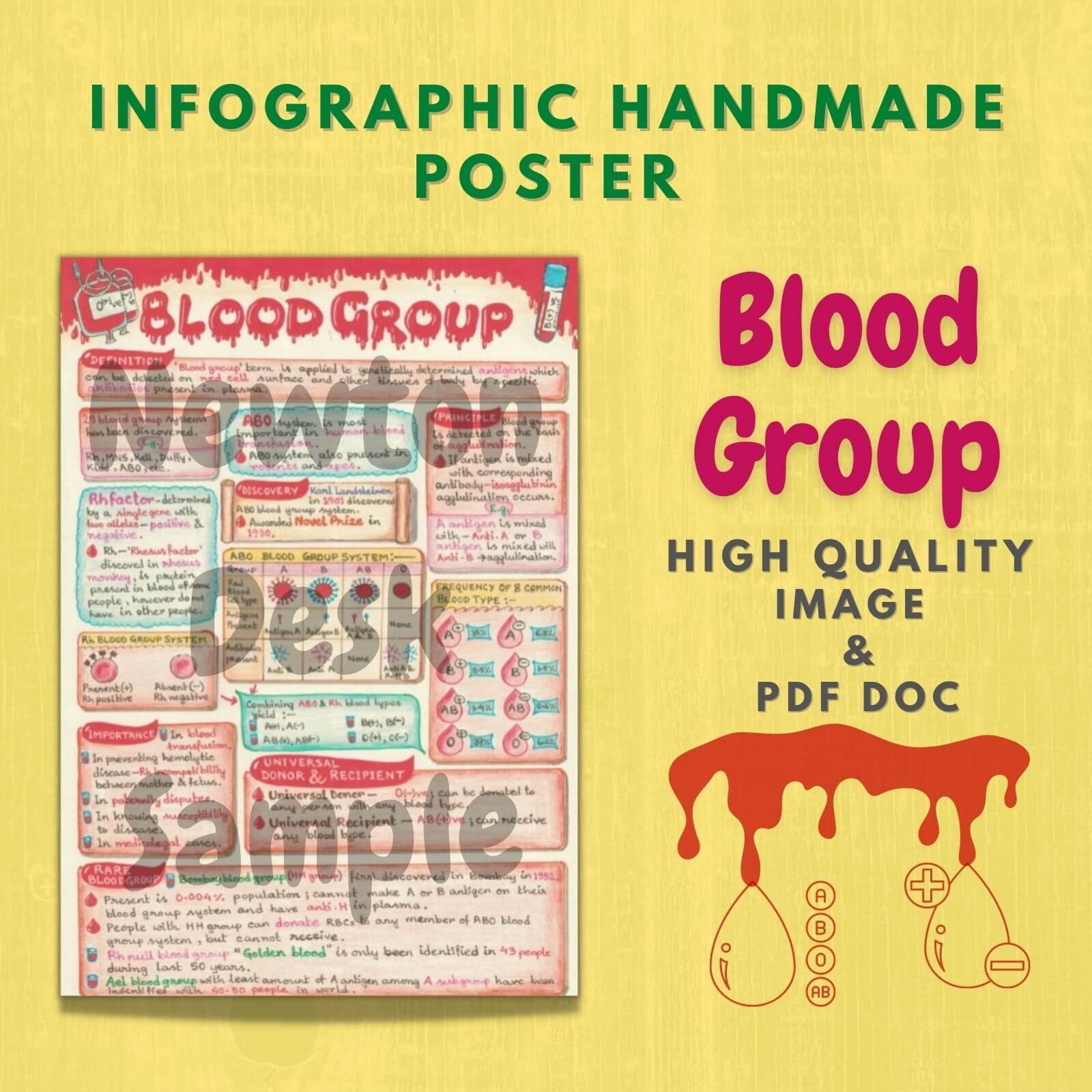 blood group infographic aesthetic poster image in pdf