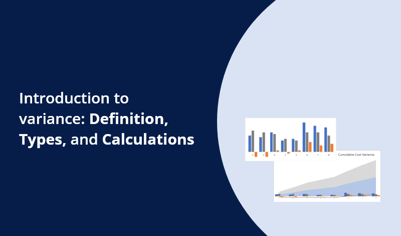 introduction to variance definition types and calculations with blue background