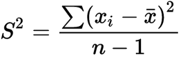 Sample variance calculation formula